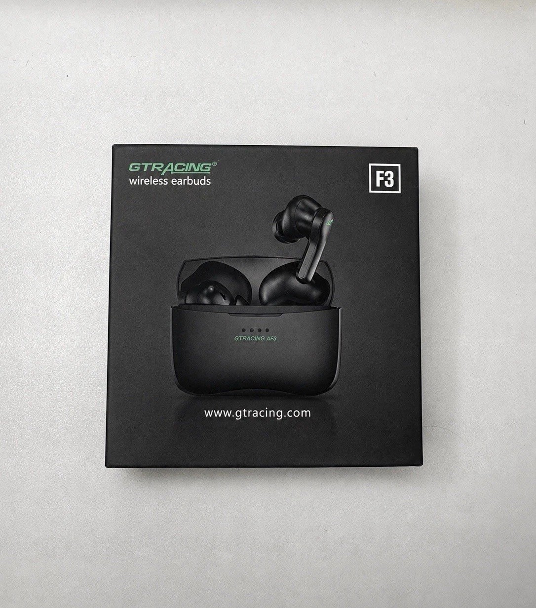 GTRACING F3 Black Bluetooth Wireless Earbuds w/ Wireless Charging, Mic, 13mm