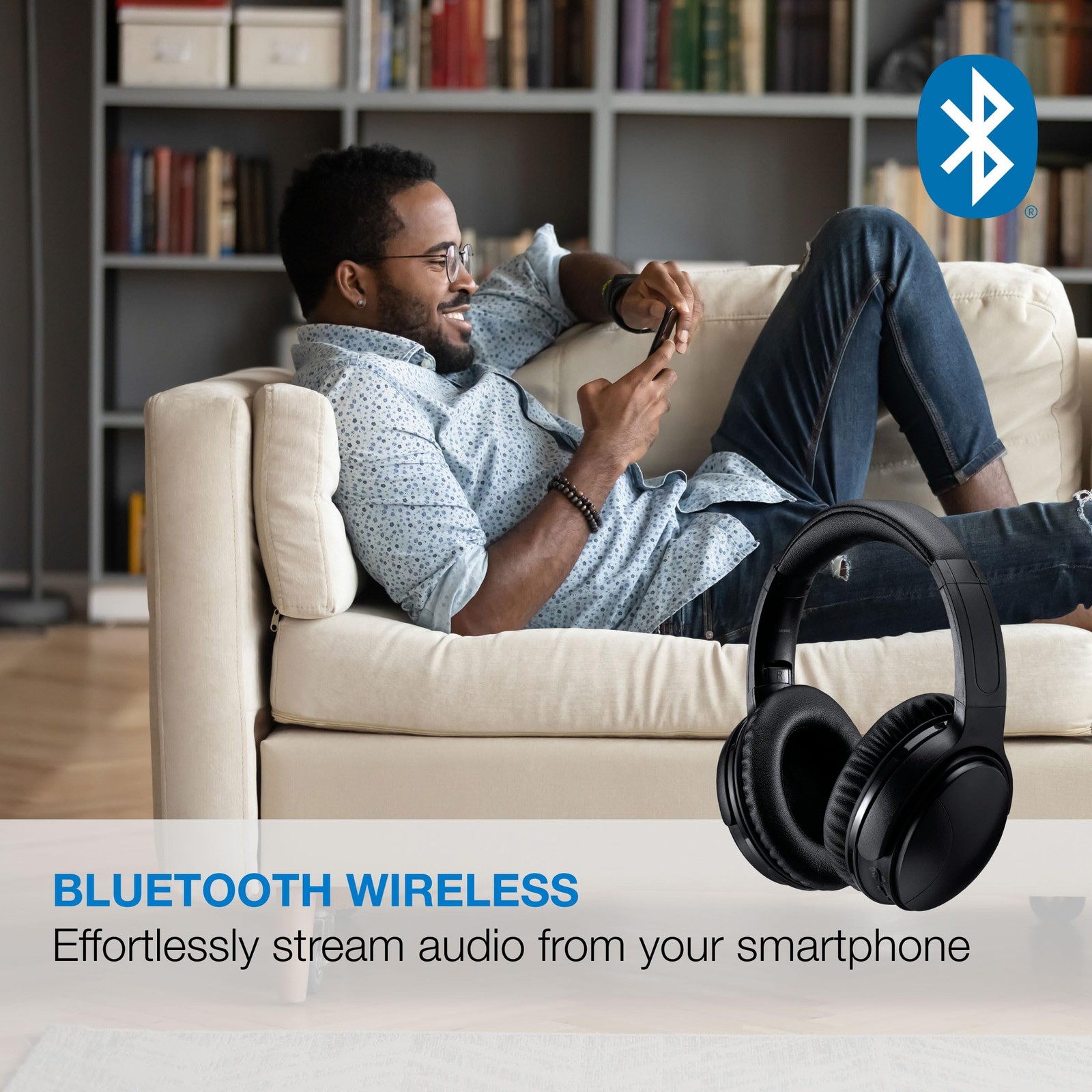 Active Noise Cancellation Bluetooth Headphones, Adjustable Headband, Includes…