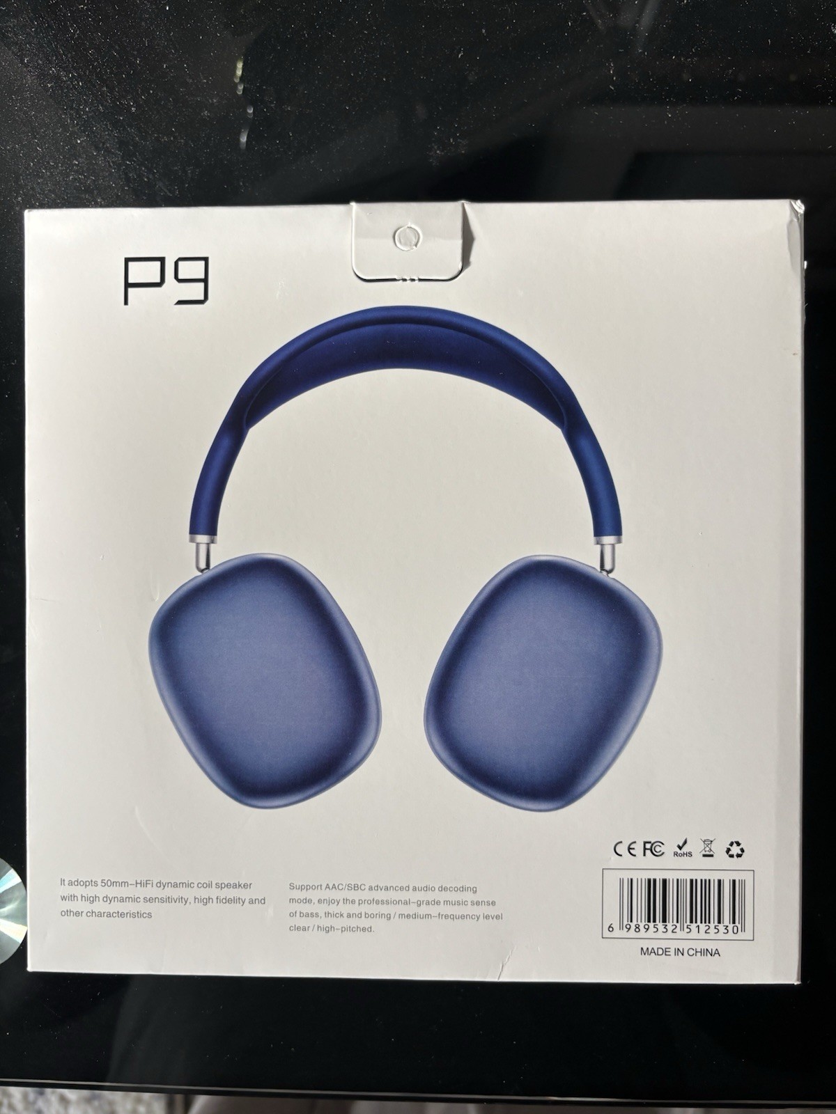 P9 ProMax Blue Over-Ear Headband Headphones 50mm Drivers Double Earpieces