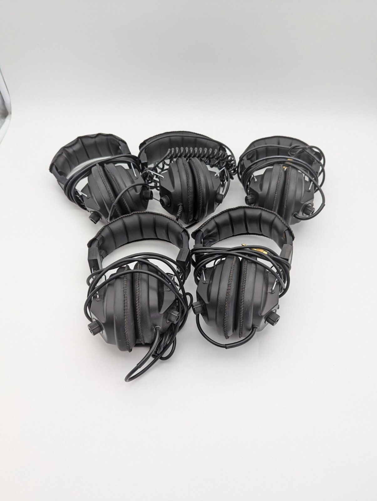 Lot of 5 CA Over Ear Wired Headphones w/Mono Stereo Option & Dual Vol Ctrl-Read!