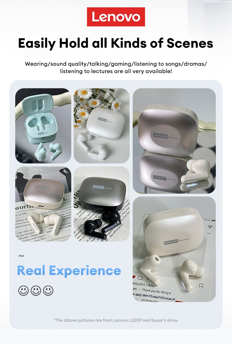 Lenovo LE209 Wireless Gaming Earbuds Bluetooth 6.0 ANC Waterproof 35H Battery