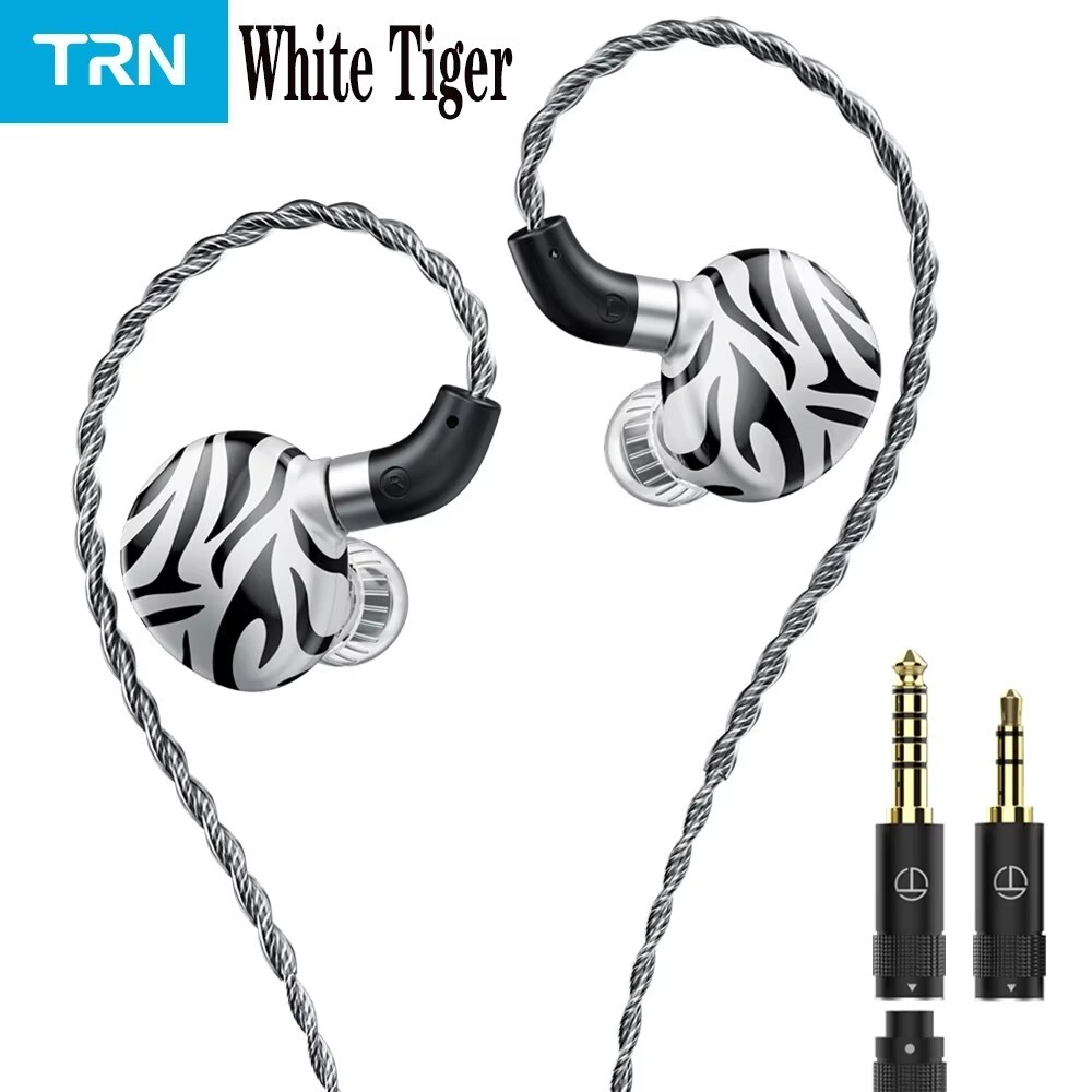 TRN White Tiger Hybrid Dual Dynamic Driver Planar Diaphragm Earphones with Cable