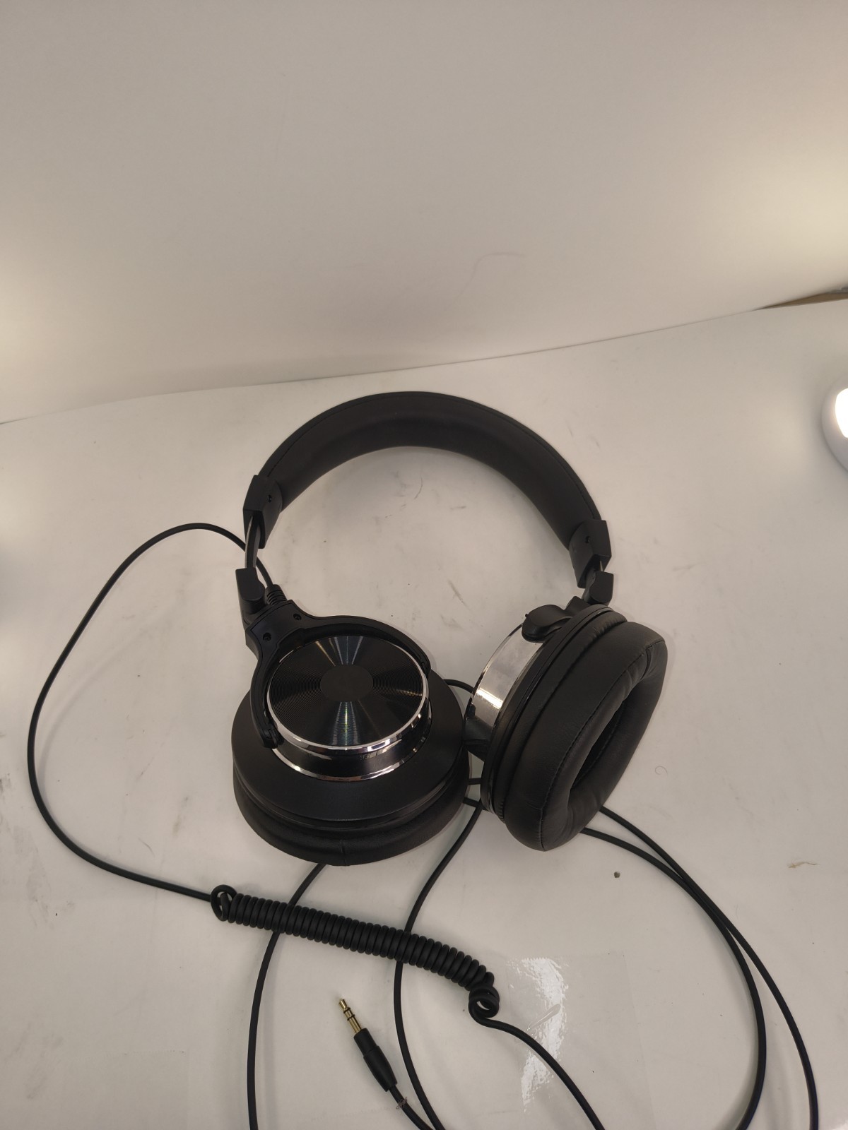 audio Headphones Wired DJ Studio Black Aux 3.5mm Coiled Cable Stereo Headphon