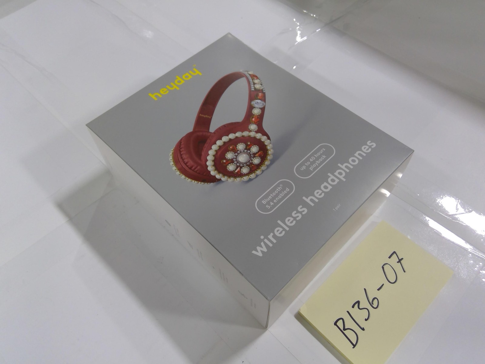 Heyday Wireless Headphones Bluetooth Red Jeweled 40 Hours Playback New Box