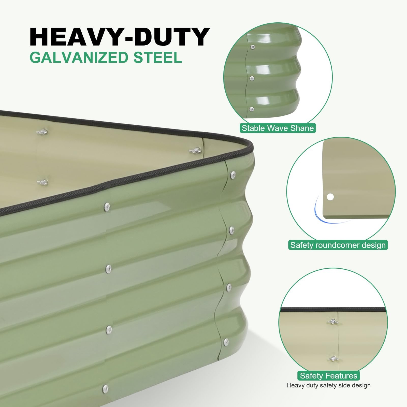 1MORE Raised Garden Bed -5X3X1 Galvanized Planter Box for 1pack-5X3X1, Green