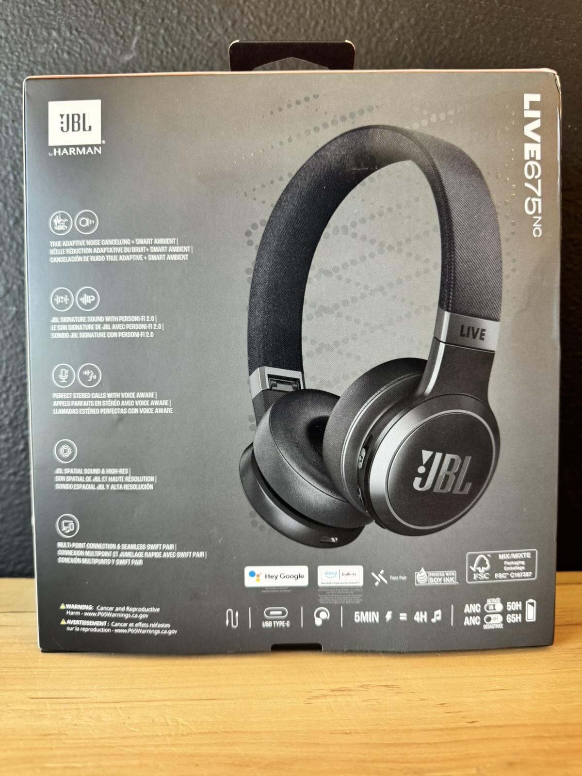 JBL Live 675NC Noise Cancelling Bluetooth On-Ear Wireless Headphones