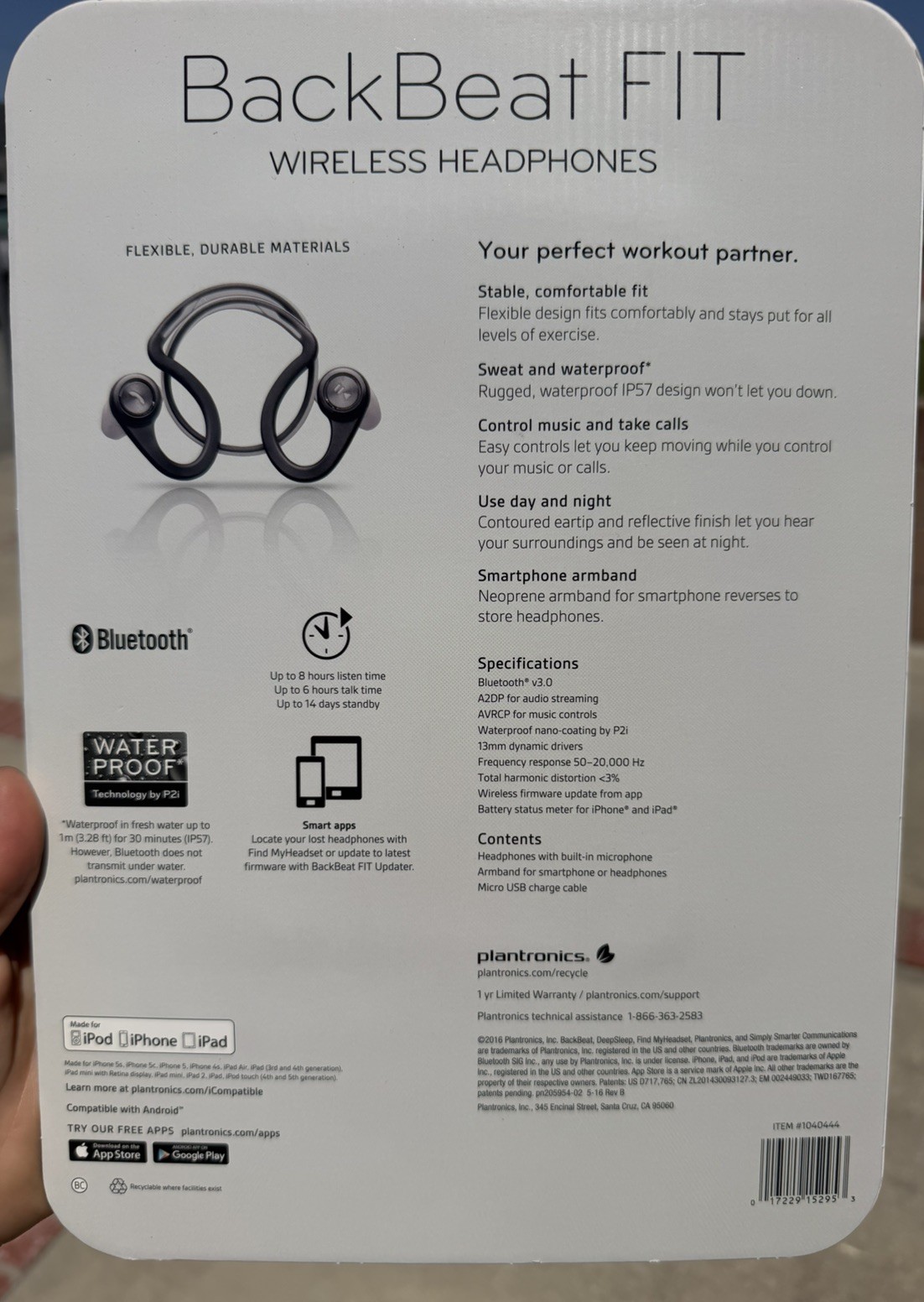 Plantronics BackBeat FIT Bluetooth Wireless Sport Headphones Gray New Sealed
