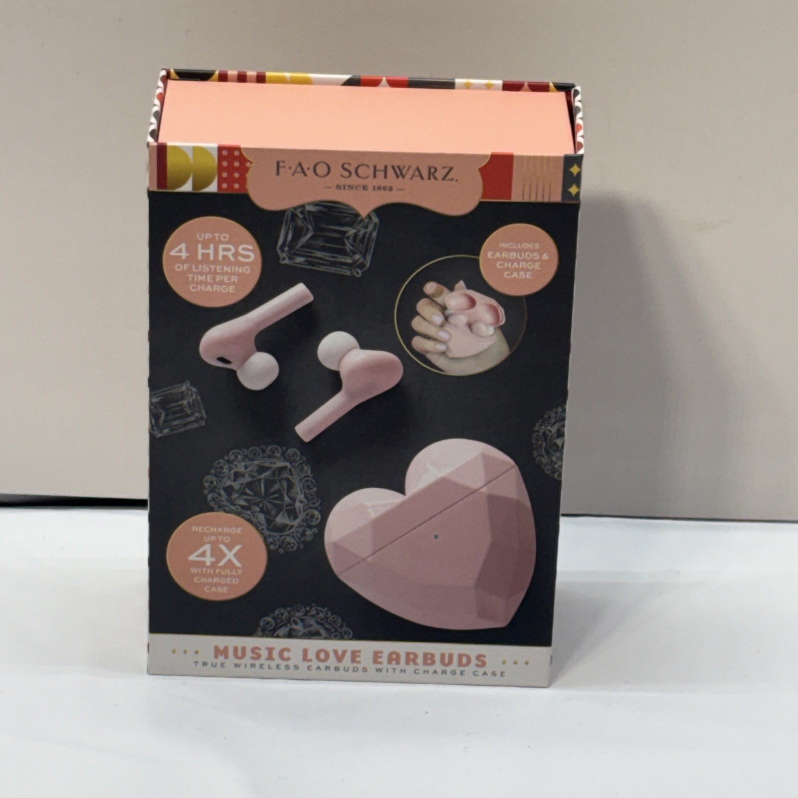 FAO Schwarz Heart Bluetooth Earbuds Pink Case Wireless Gift New