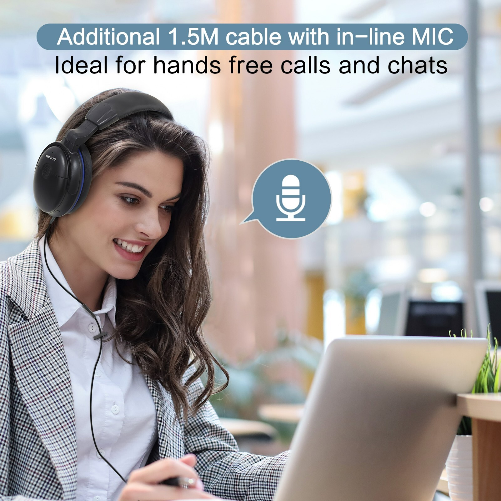 SIMOLIO Wired Long Cord Headphones for TV with Volume Amplified & Clear Dialogue