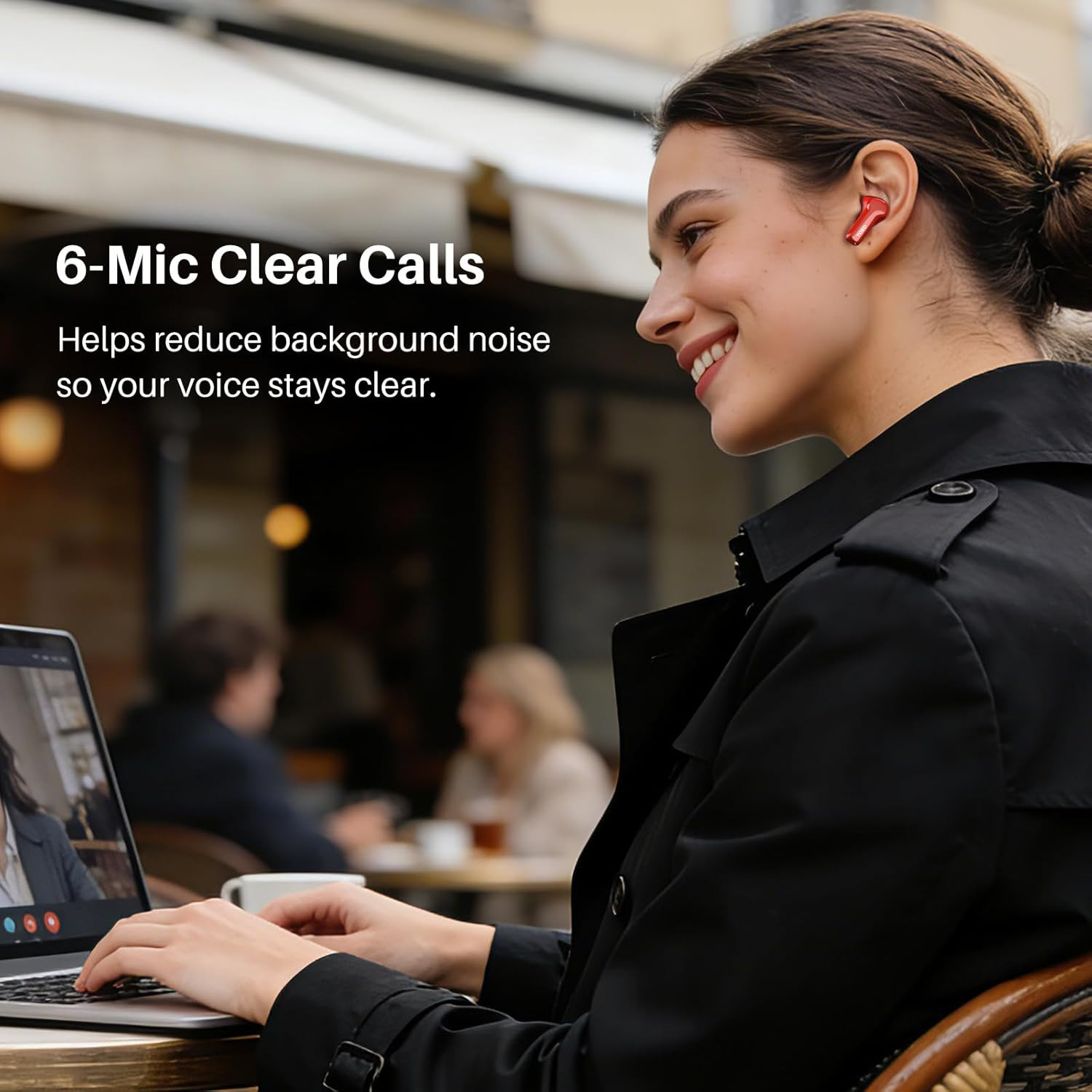 Hybrid Active Noise Cancelling in Ear Wireless Earbuds, 68H Playtime | 6 Mics AI