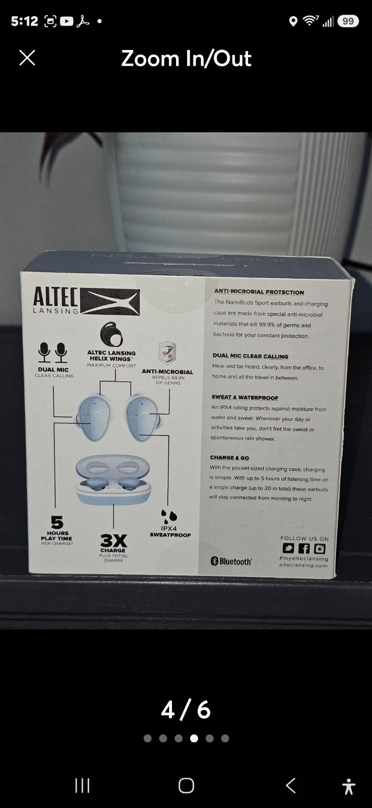 Altec Lansing Nanobuds Sport, Truly Wireless Earbuds, ICE Blue
