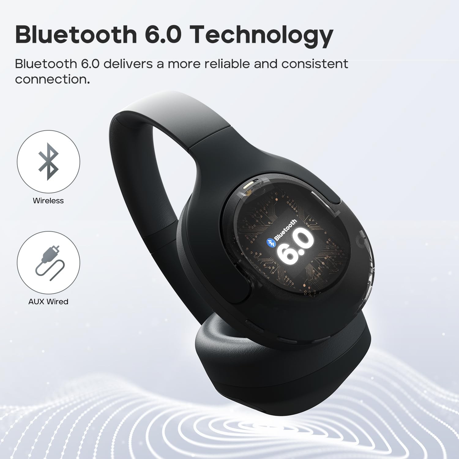 Tribit Wireless Over-Ear Headphones QuietPlus 81, Hybrid Active Noise Black