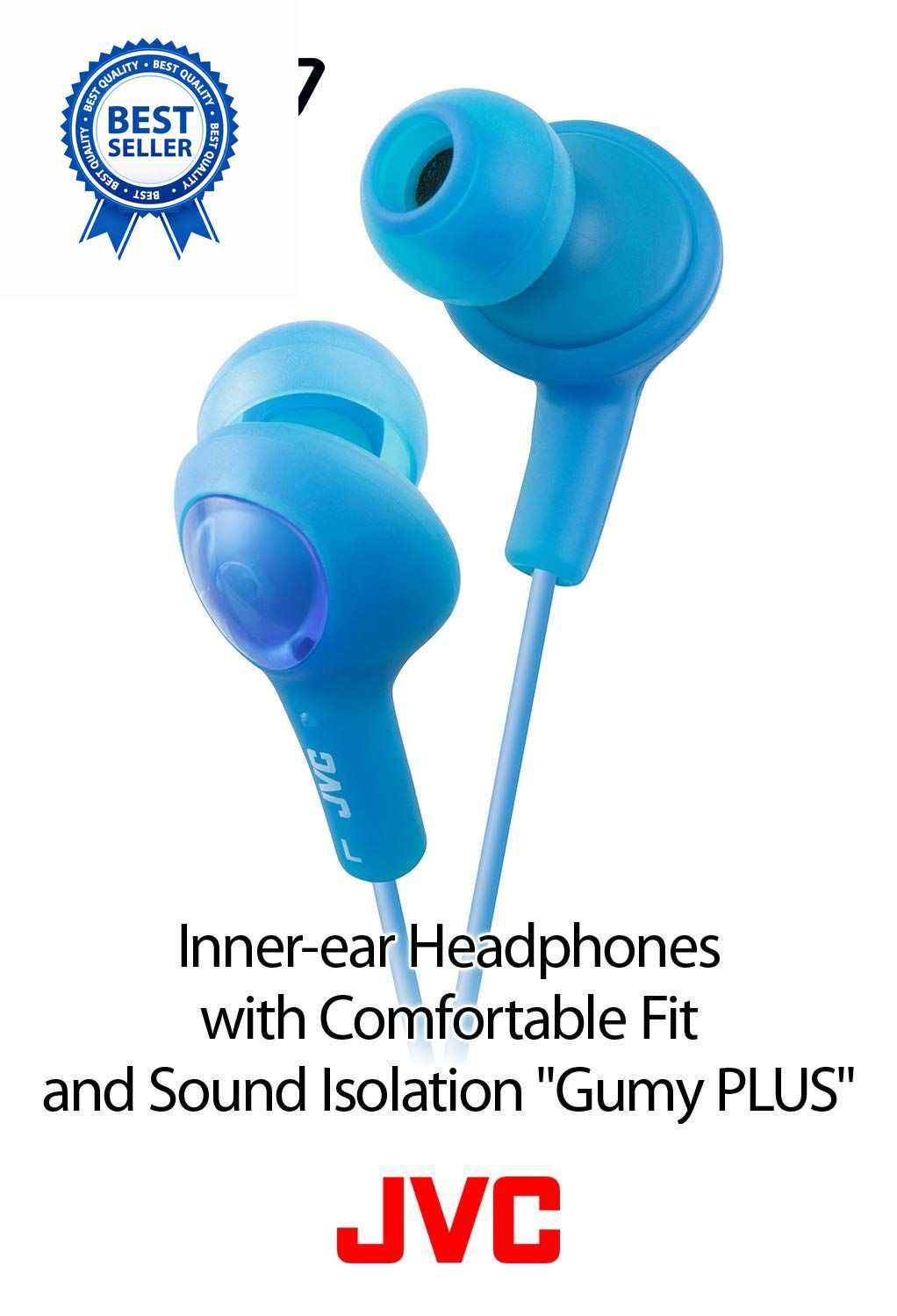 JVC HAFX5R Gumy Plus Inner Ear Headphones (Red) One Size, Raspberry Red