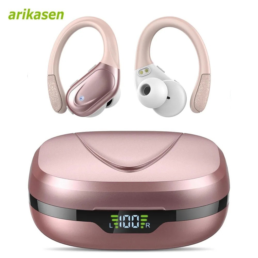 IPX6 Waterproof Sport Earbuds Wireless Bluetooth 5.3 Over Ear Headphones 75H LED