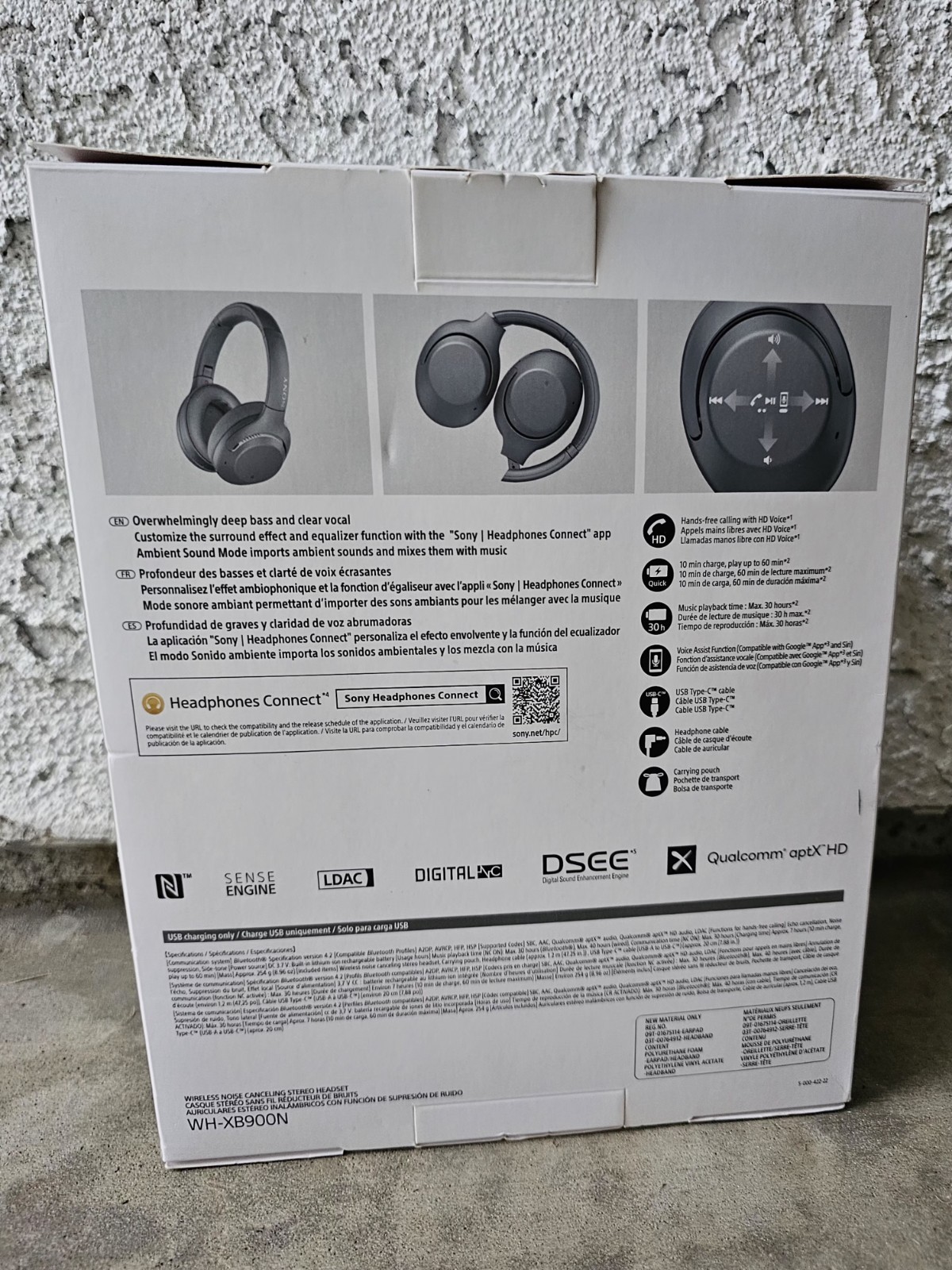 Sony WH-XB900N Extra Bass Wireless Noise Cancelling Bluetooth Headphones/Grey