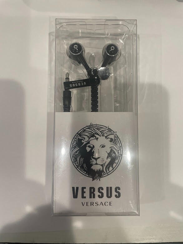*RARE* BRAND NEW Versus Versace Zipper Style Earphones Black & Silver AUTHENTIC