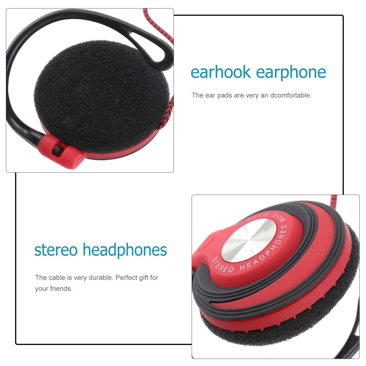 Clip On Headphones Wired Over Ear Cord Mm Mp Player Surround Sound Sports