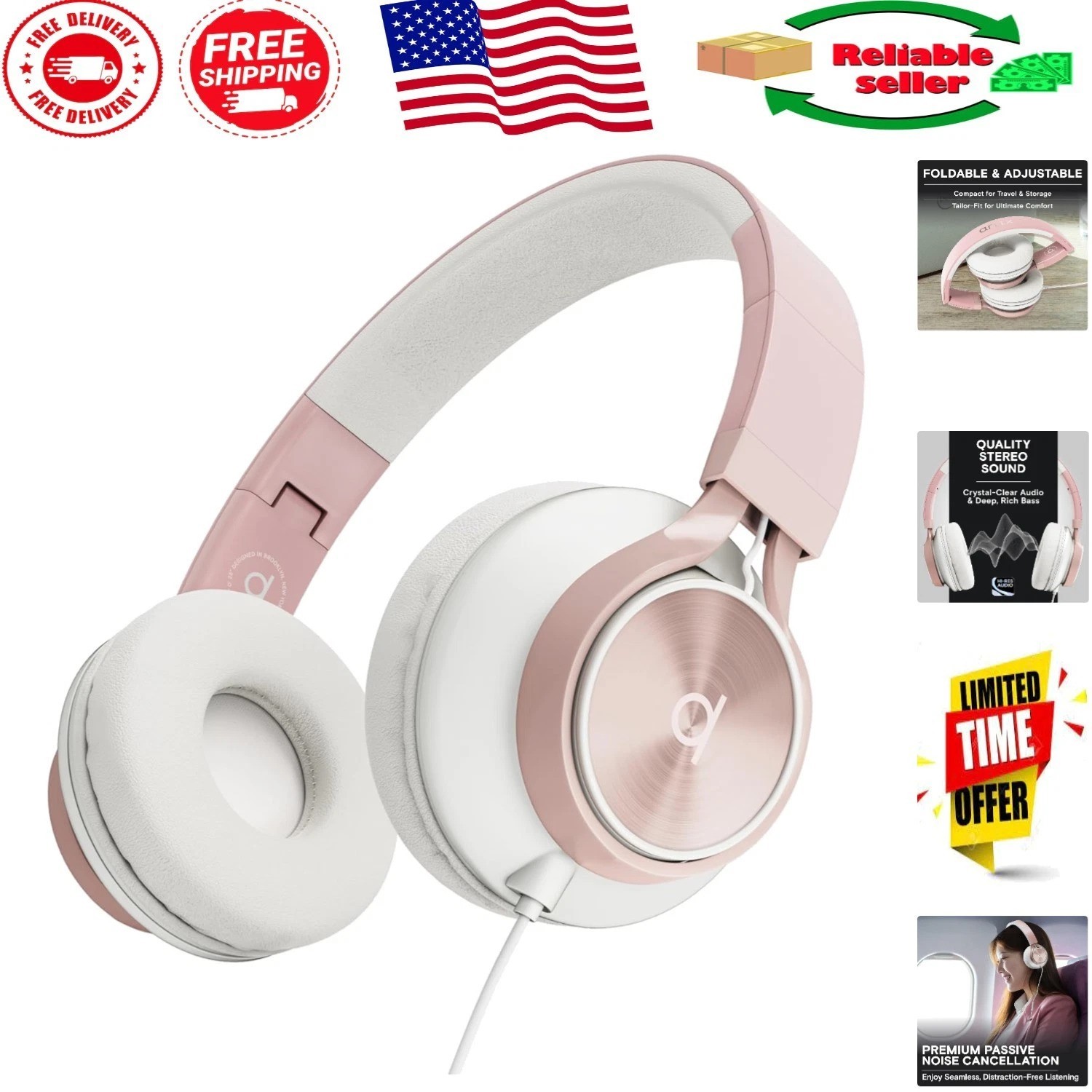 CL750 On-Ear Headphones with Mic & Volume Control for Gaming and Calls