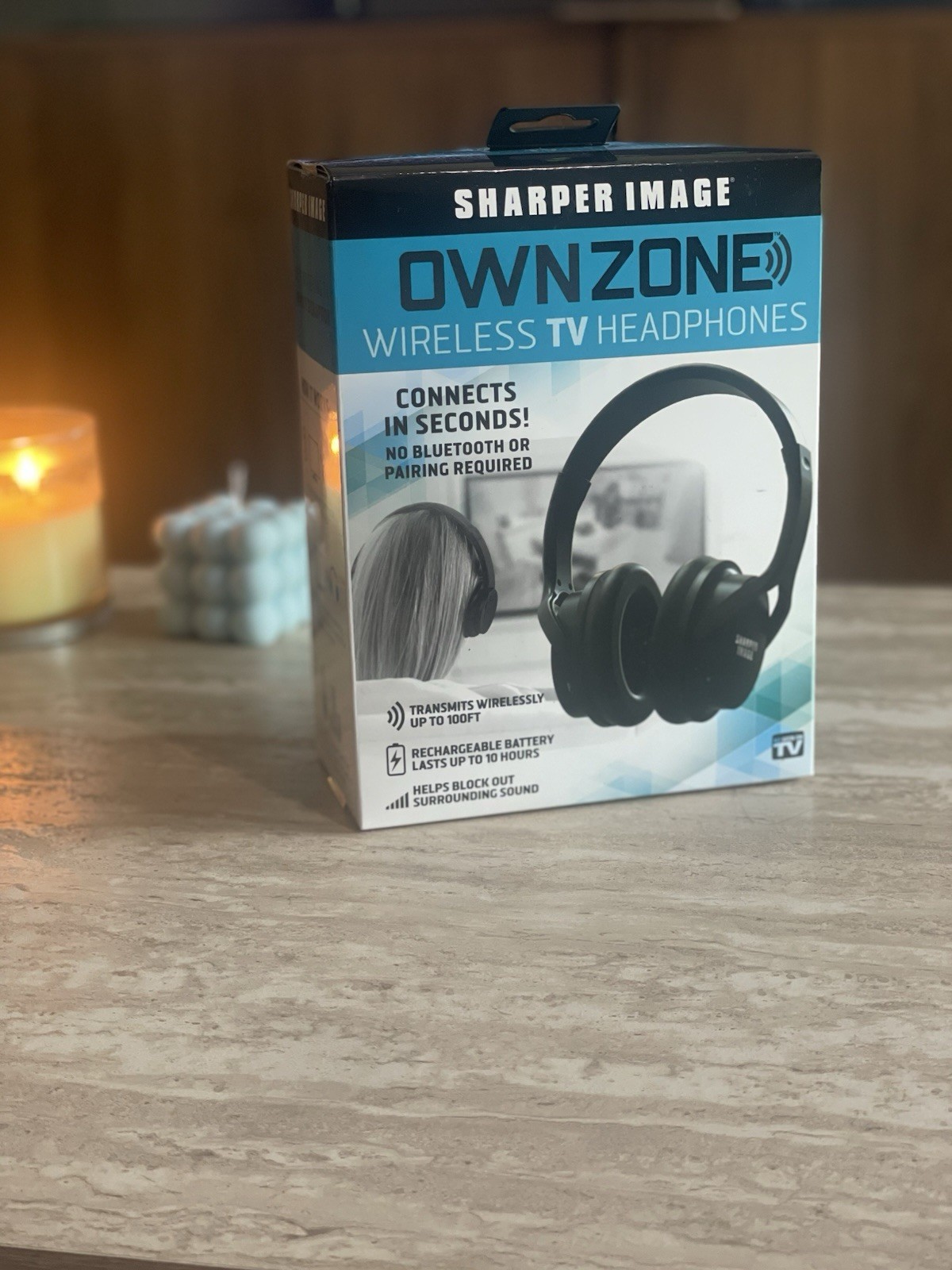Sharper Image Own Zone WN011112 Own Zone Black Wireless TV Headphones New