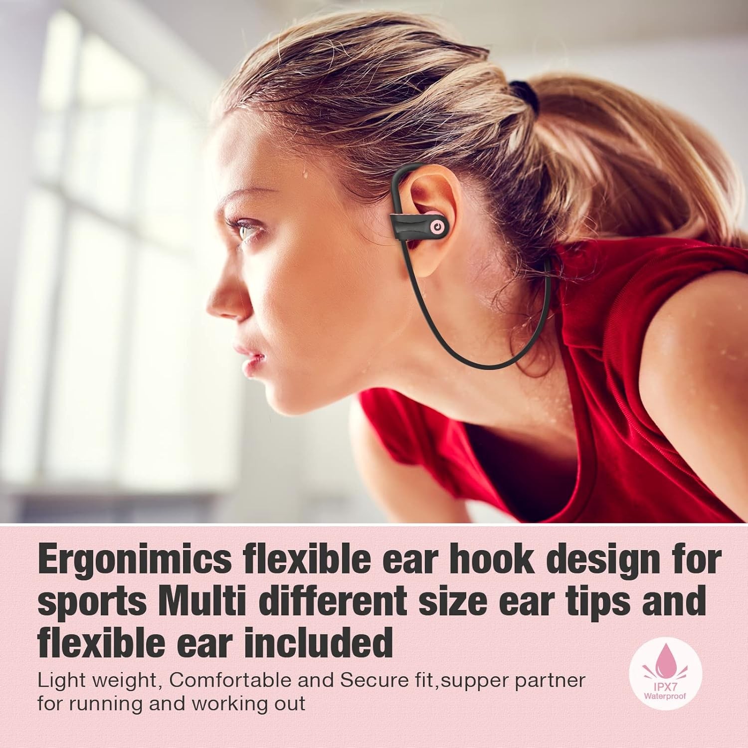 Boean Bluetooth Headphones, Wireless Earbuds with 16 Hours 5.3 Pink