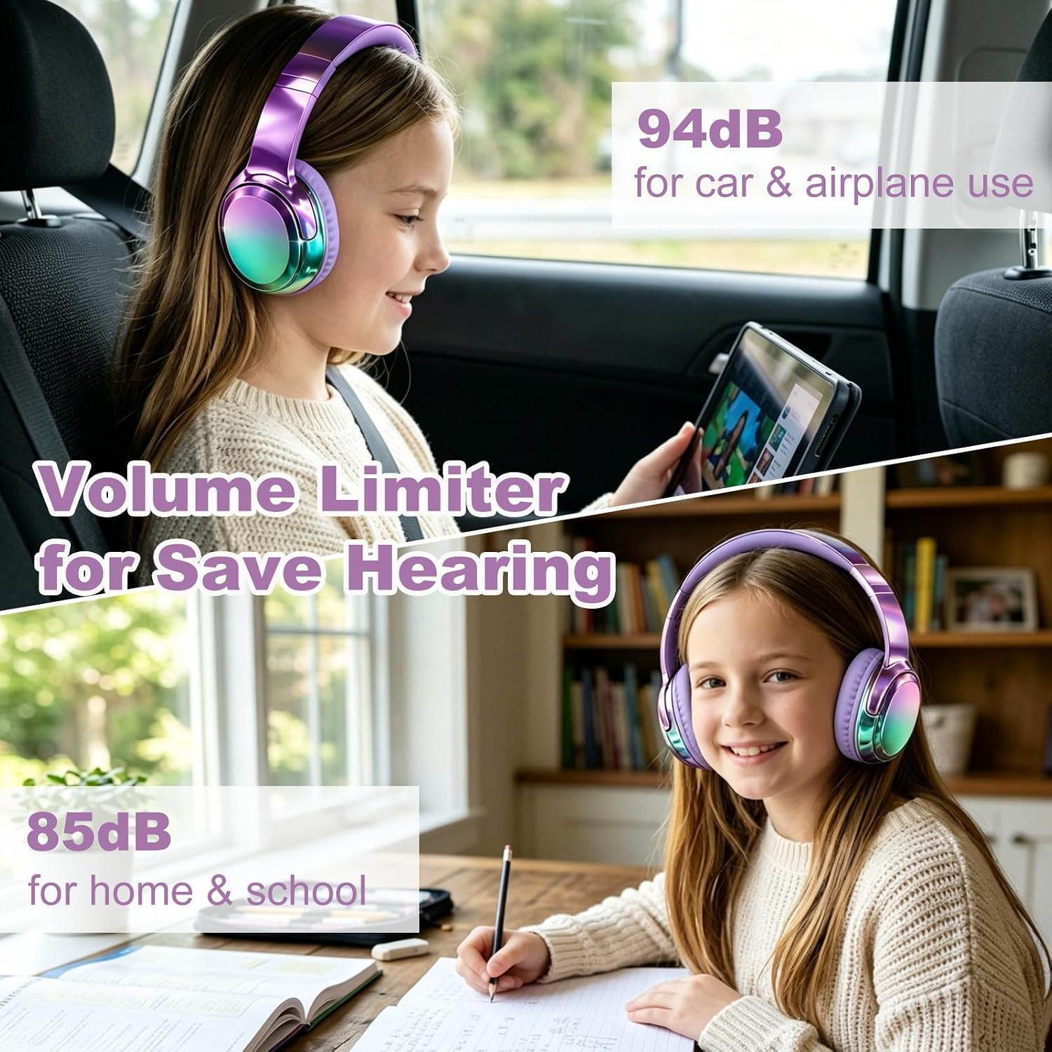 Wired and Wireless Headphones over Ear for Kids Teen Girls Women | 85/94Db Volum