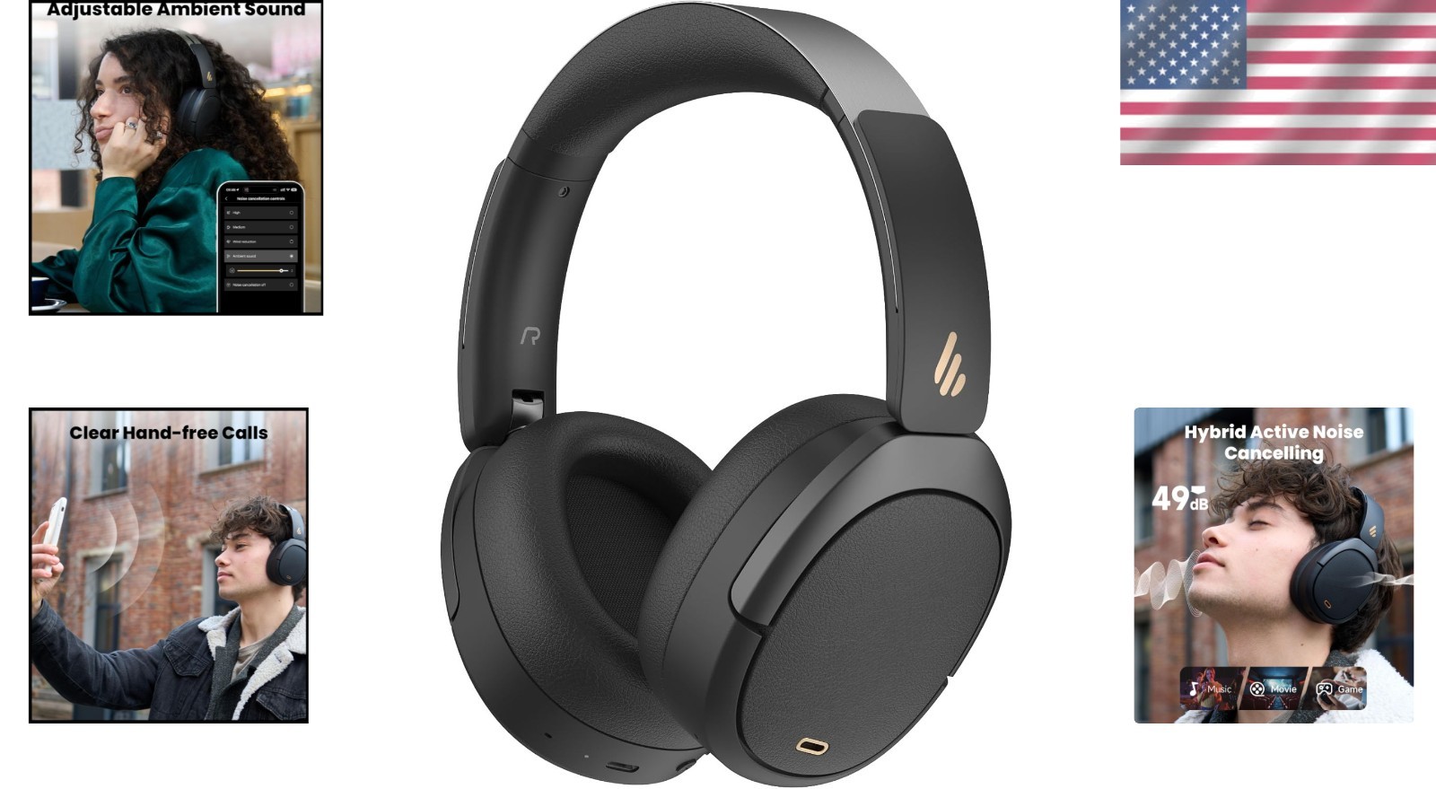 Luxury W80 Over Ear Headphones with Active Noise Cancelling & AI Clear Call