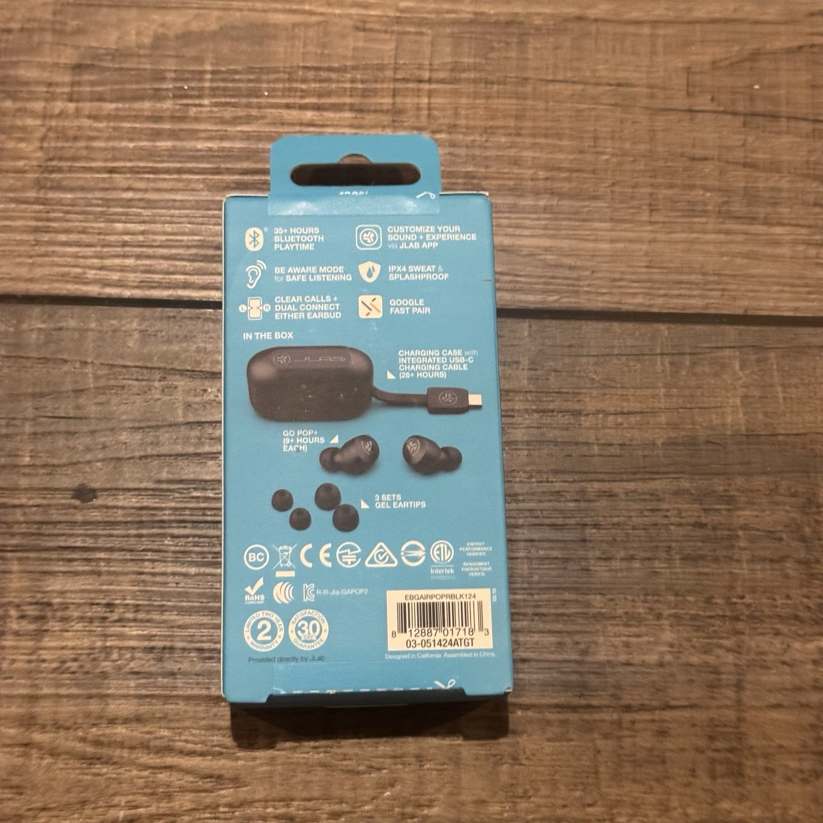 JLab – GO Air POP True Wireless In-Ear Headphones – Black Sealed Box