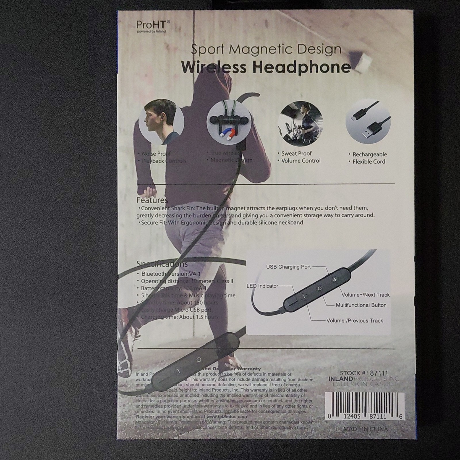 ProHT Sport Bluetooth Neckband Earbuds Noise Isolation Black/Green