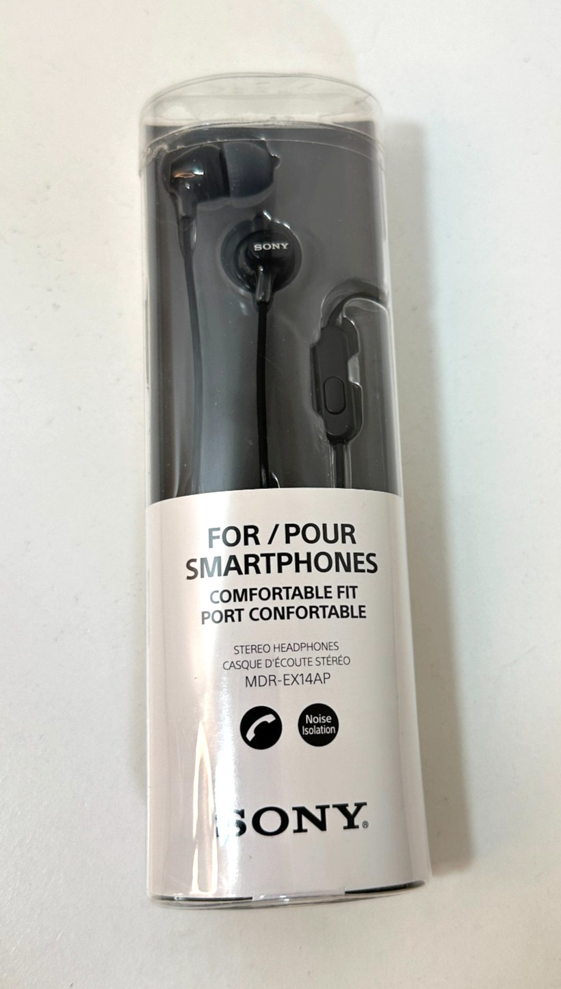 SONY MDR-EX14AP Stereo Earphones EarBuds Lightweight – Black Headphones NEW