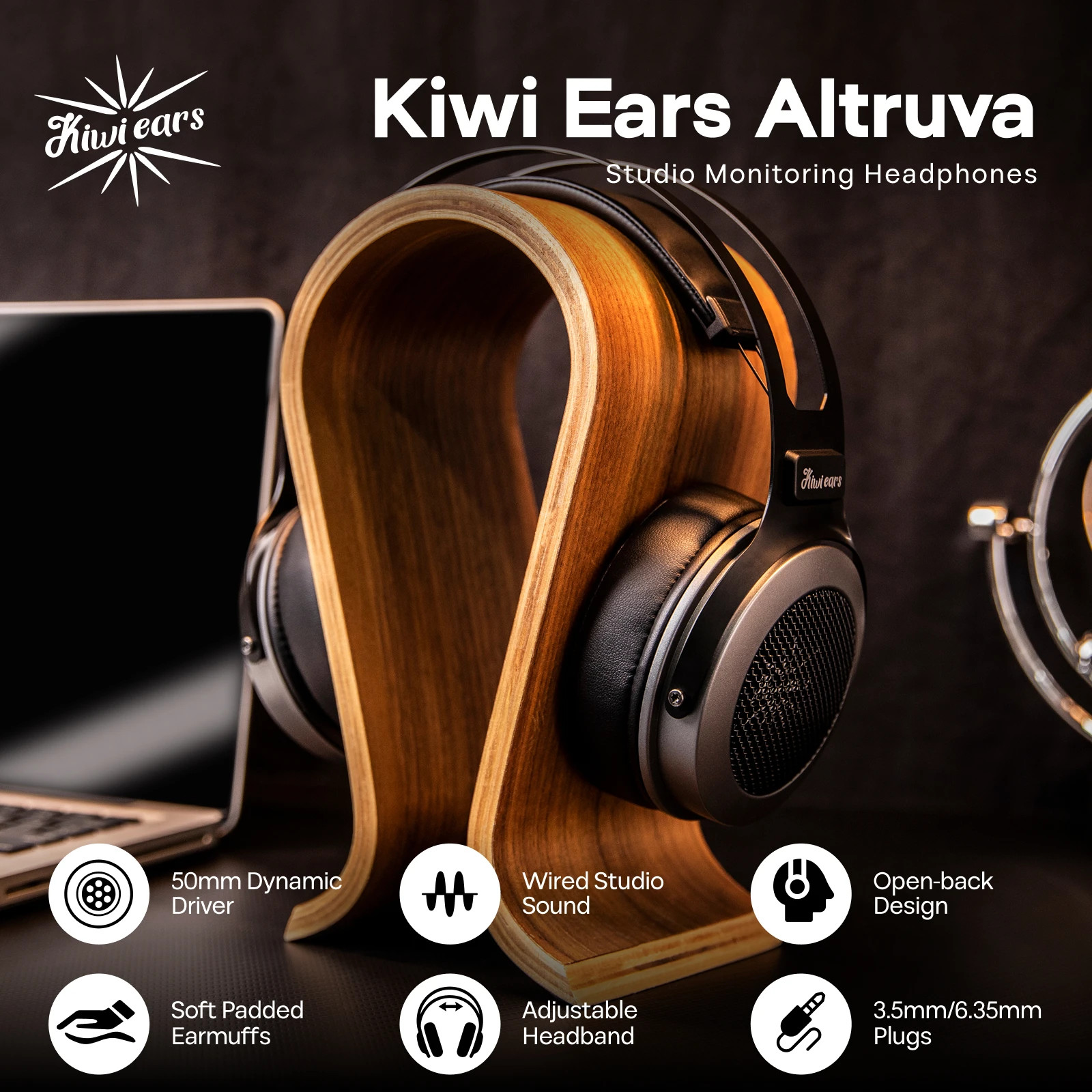 Kiwi Ears Altruva Hi-Fi Open-Back Headphones 50mm Dynamic Driver