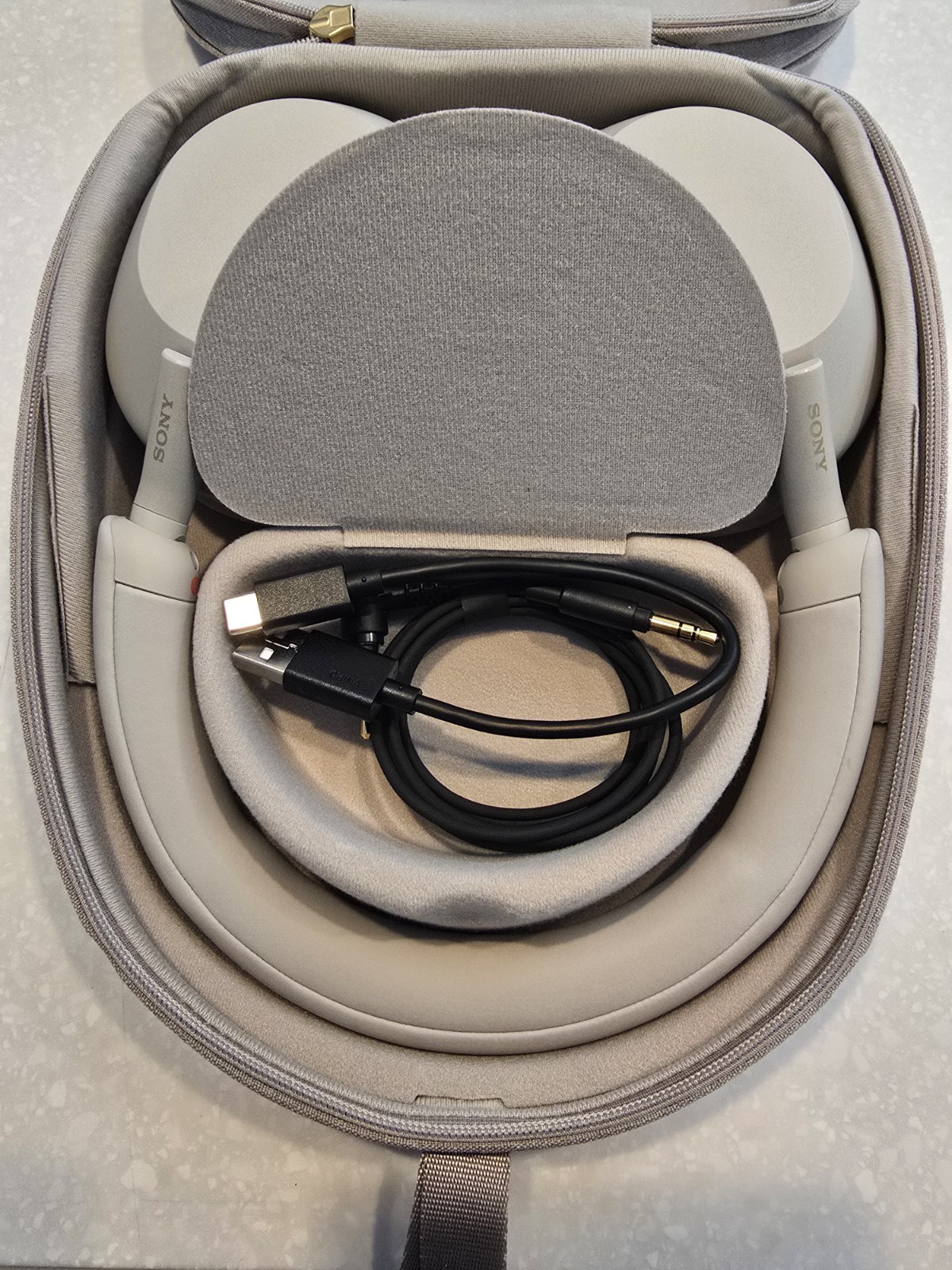 Sony 1000X Series Over-Ear Wireless Bluetooth Headphones Gray w/ Case & Cables