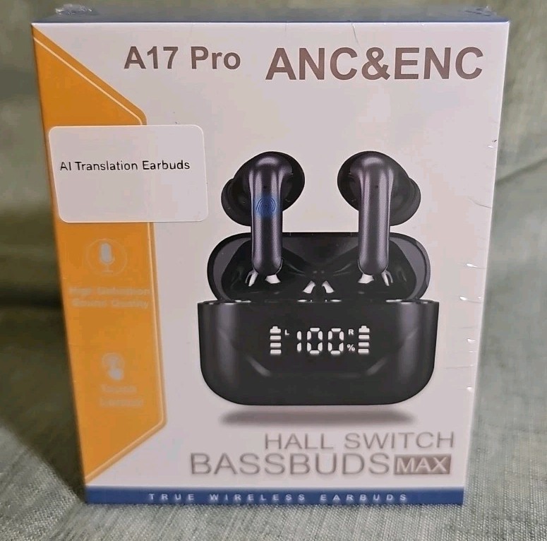 A17 Pro ANC & ENC Hall Switch Bass Buds Max Black AI Translation