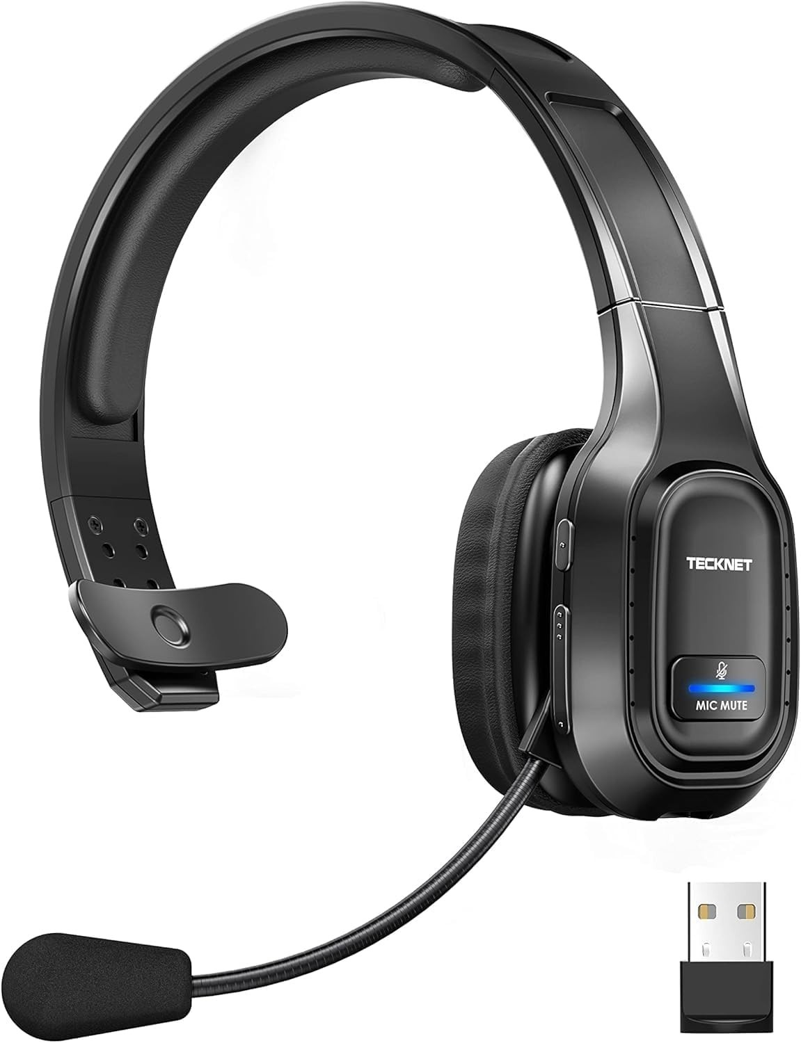 TECKNET Trucker Bluetooth Headset, AI Noise Canceling Mic, Wireless On-Ear | AI