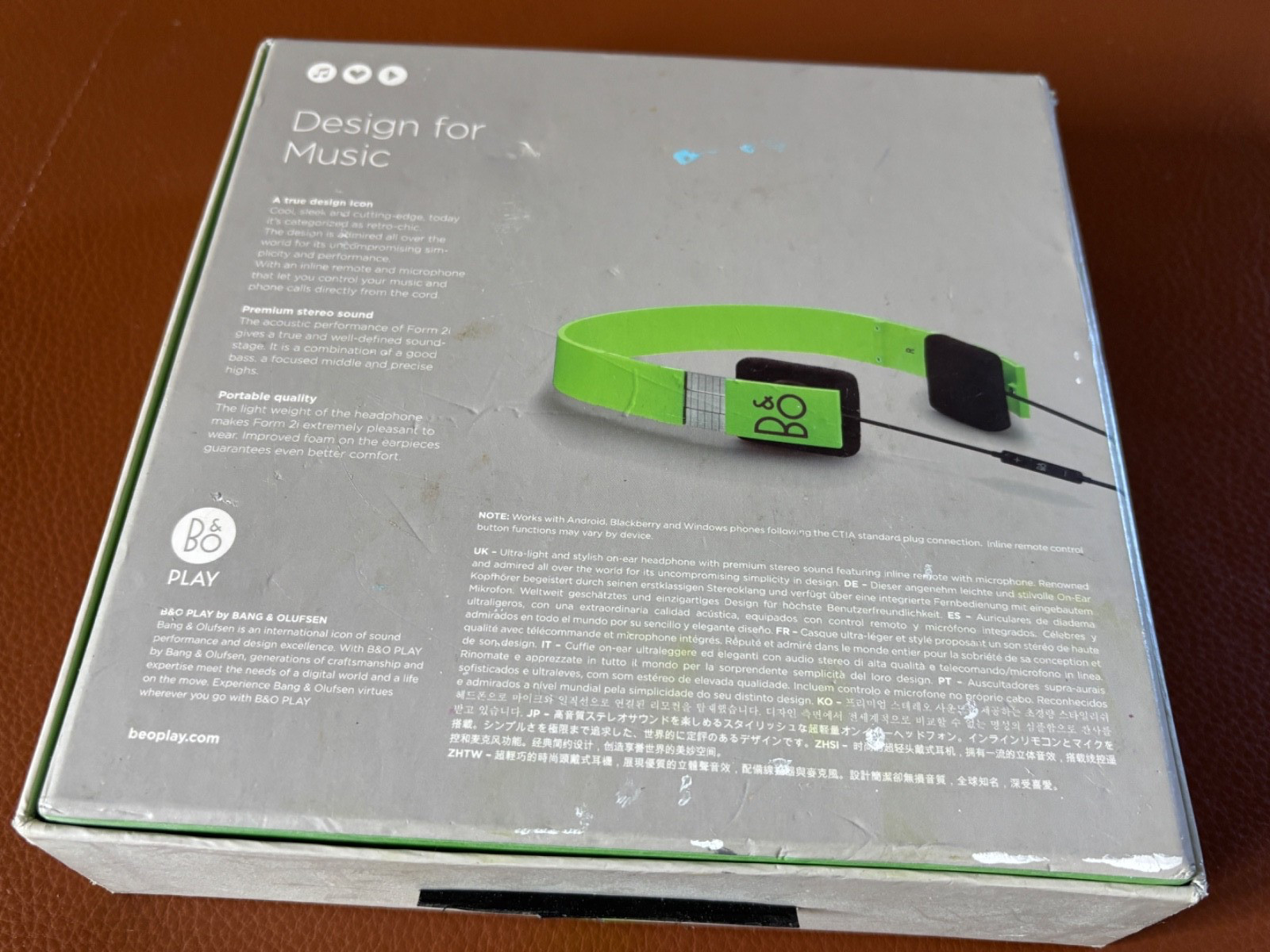 B&O Play by Bang & Olufsen Form 2i Wired Headphones CIB