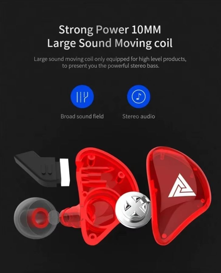 Gaming IEM Earbuds In Ear QKZ CK5 10mm 1DD 3.5mm HIFI with Carbon Fiber Case