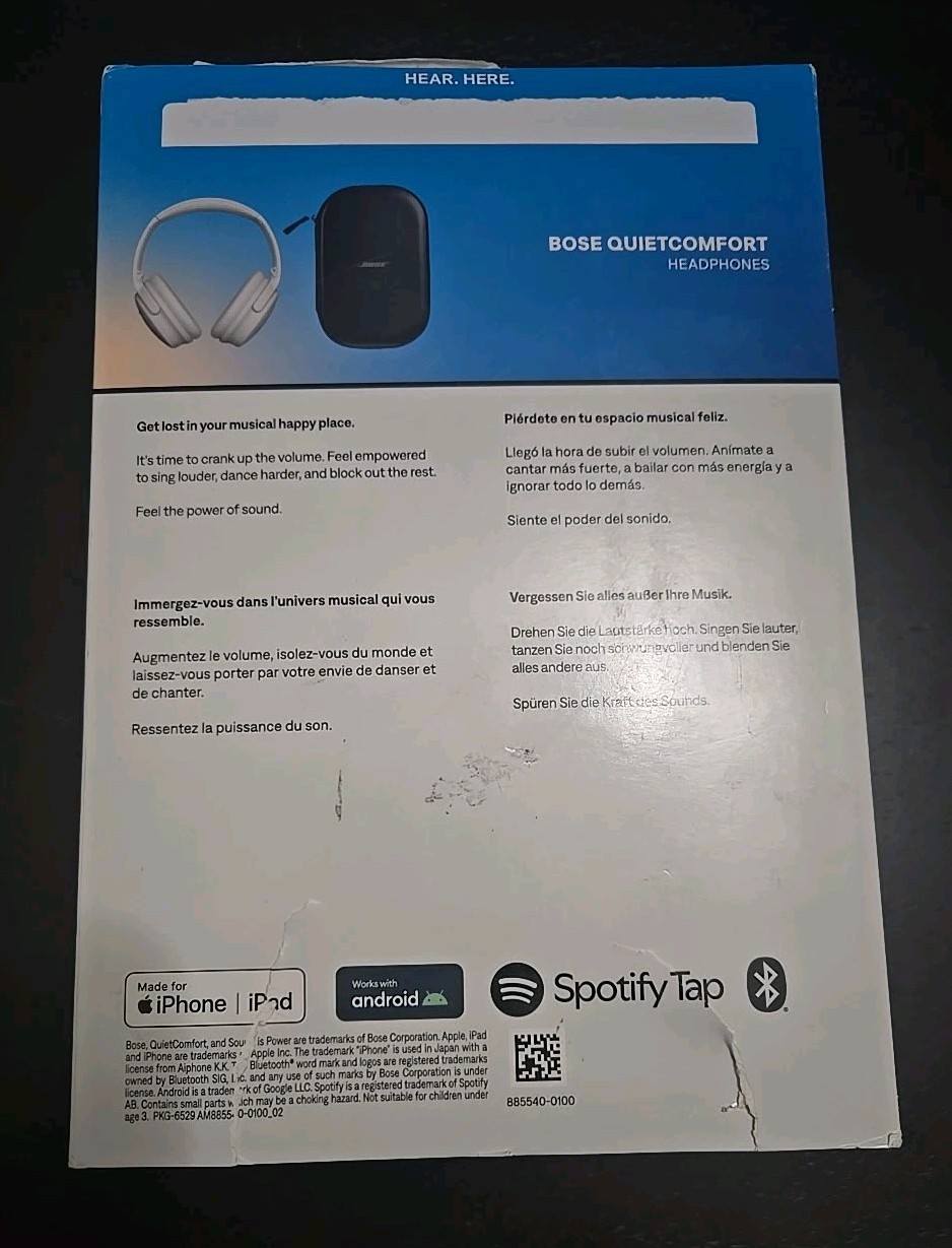 Bose QuietComfort Wireless Noise Canceling Headphones – White Smoke – Open Box