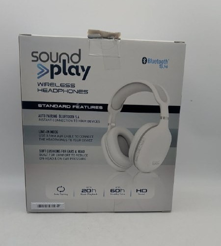 Tzumi Soundplay Wireless Over Ear Headphones HD Stereo Sound Foldable READ White