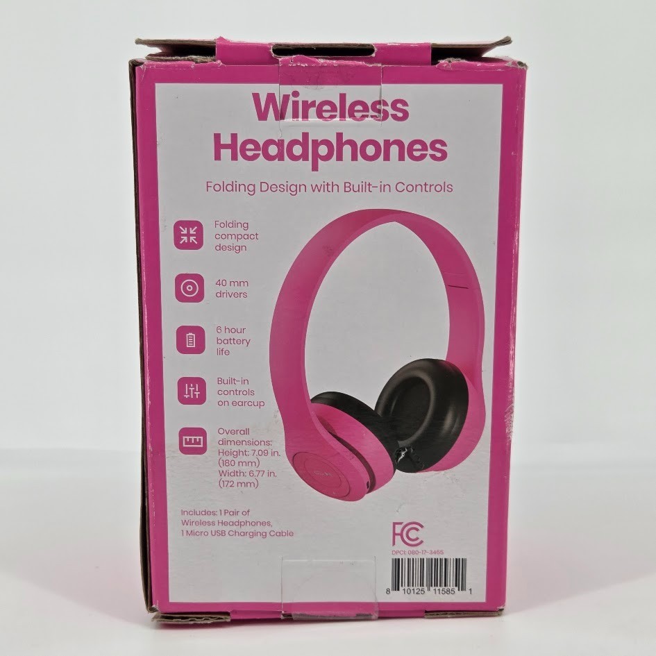 GEMS Over the Ear Wireless Headphones – Pink: Built-In Microphone