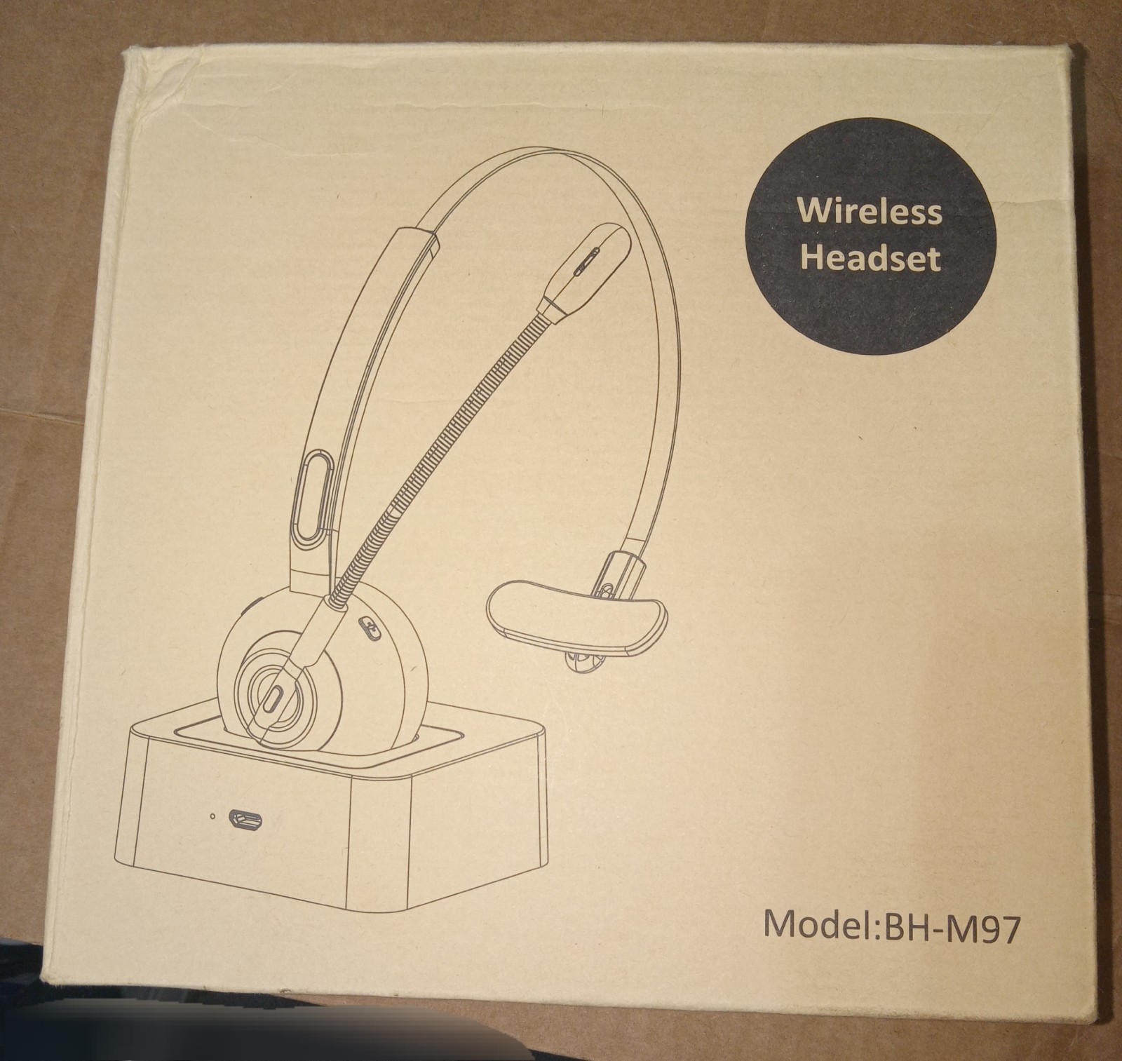 BH-M97 On Ear Headset V5.0 Wireless Headphones Call Center Earphone Open Box