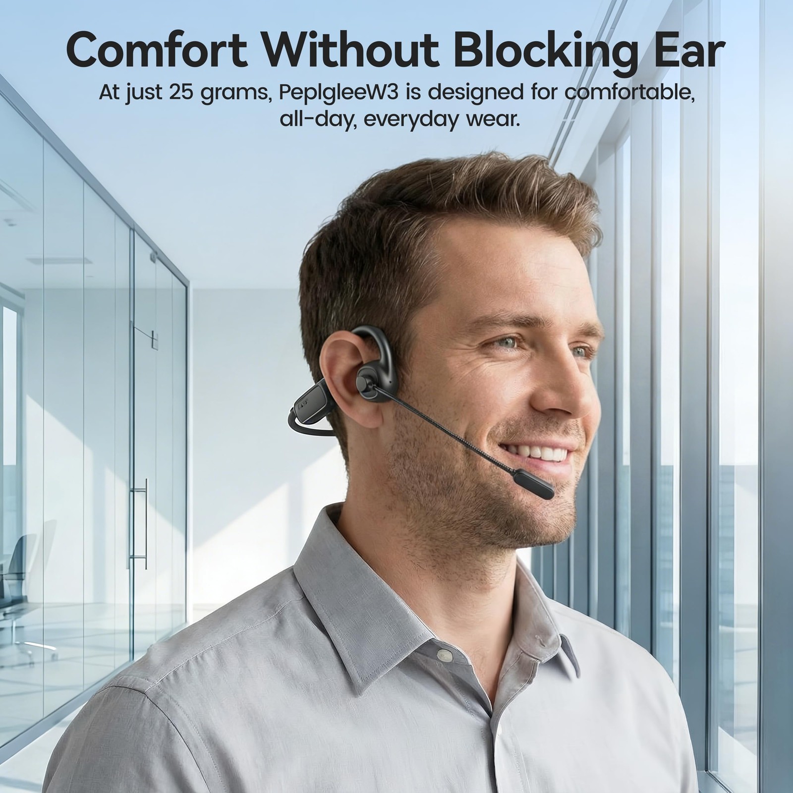 Open Ear Headphones with Mic,20H Bluetooth Headset with Microphone,5.4 Blueto