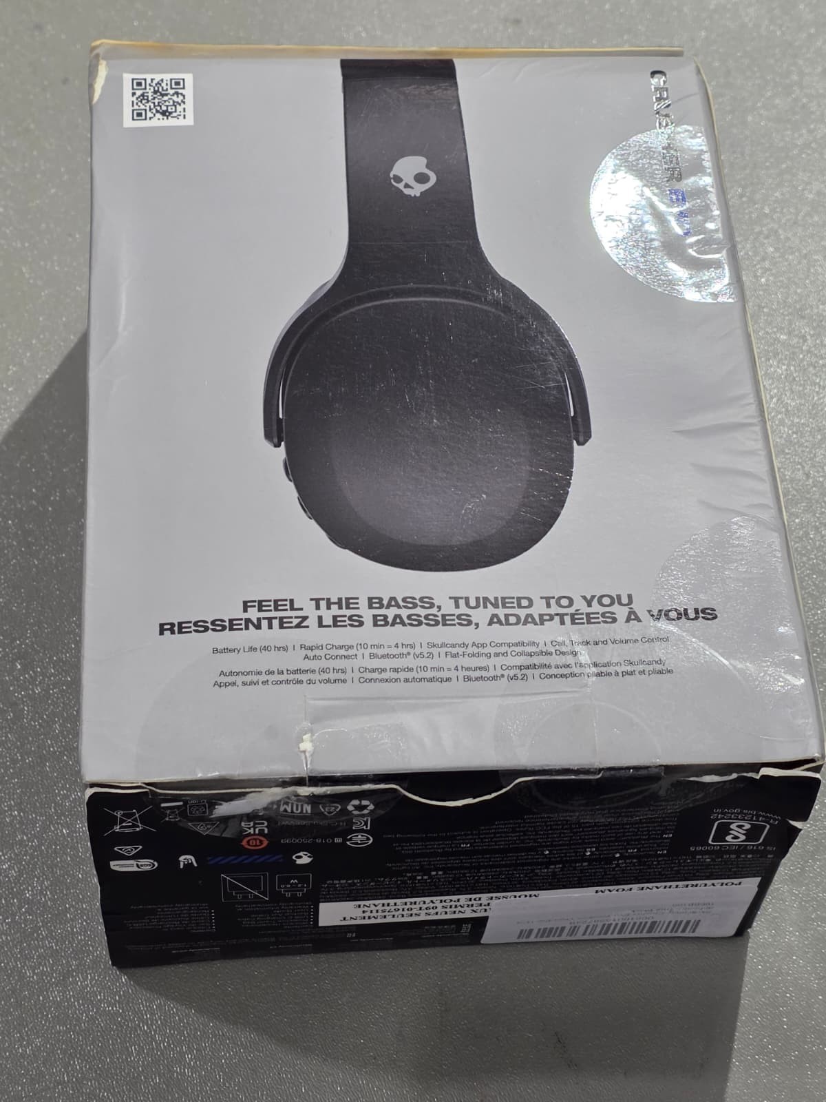 Skullcandy Crusher Evo Wireless Bluetooth Headphones Bone – Black –