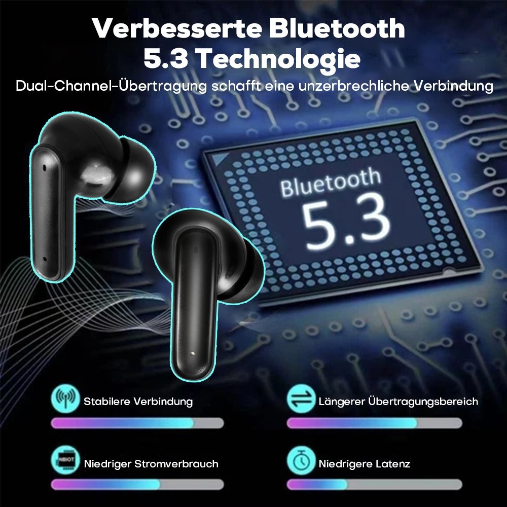 TWS Bluetooth Earbuds Waterproof Bluetooth 5.1 Headset Noise Cancelling Wireless