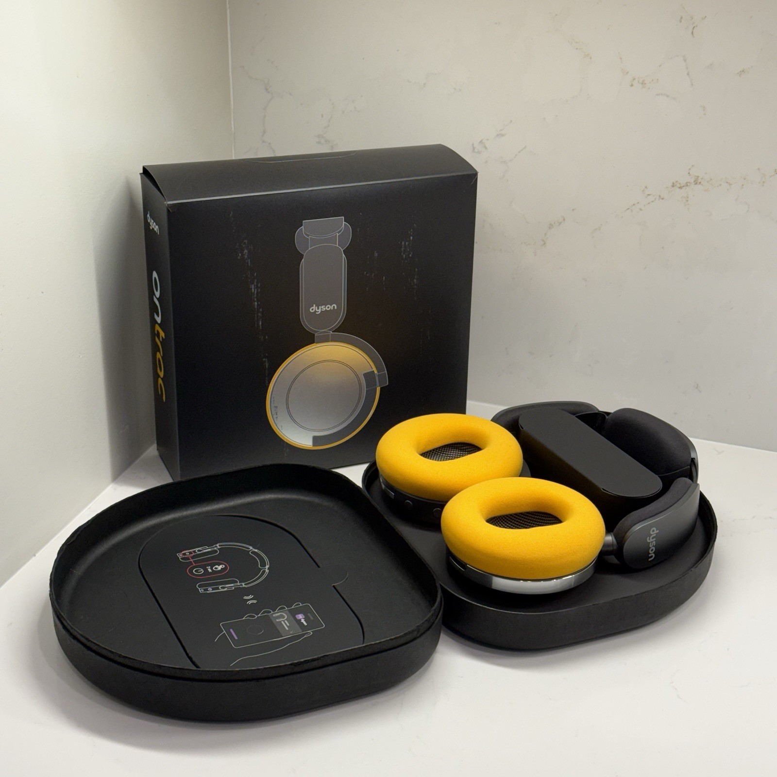 Dyson OnTrac Aluminum Chrome Yellow Noise Cancelling Wireless Headphones CNC