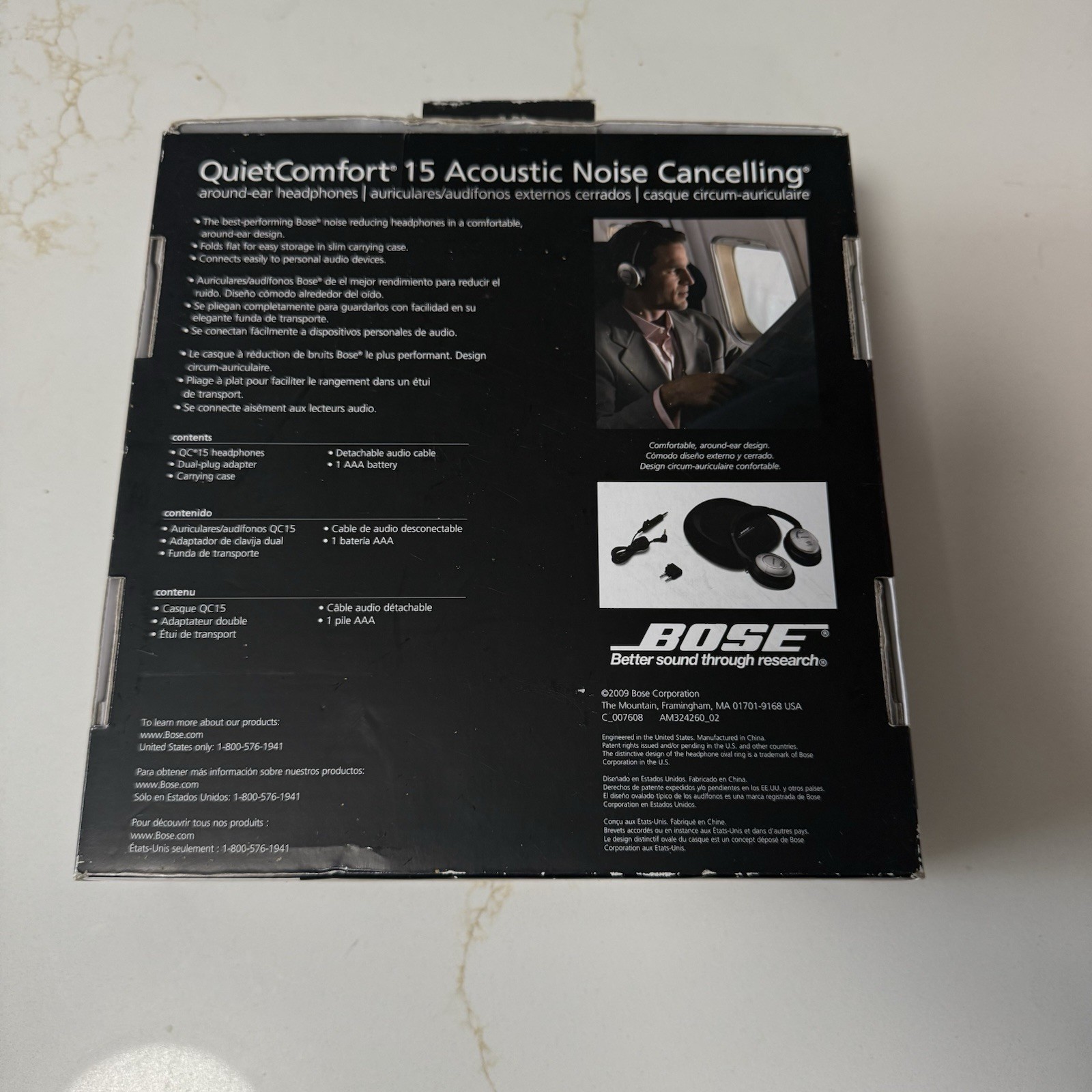 Bose QuietComfort 15 Headphones – Silver/Black with case Noise Canceling