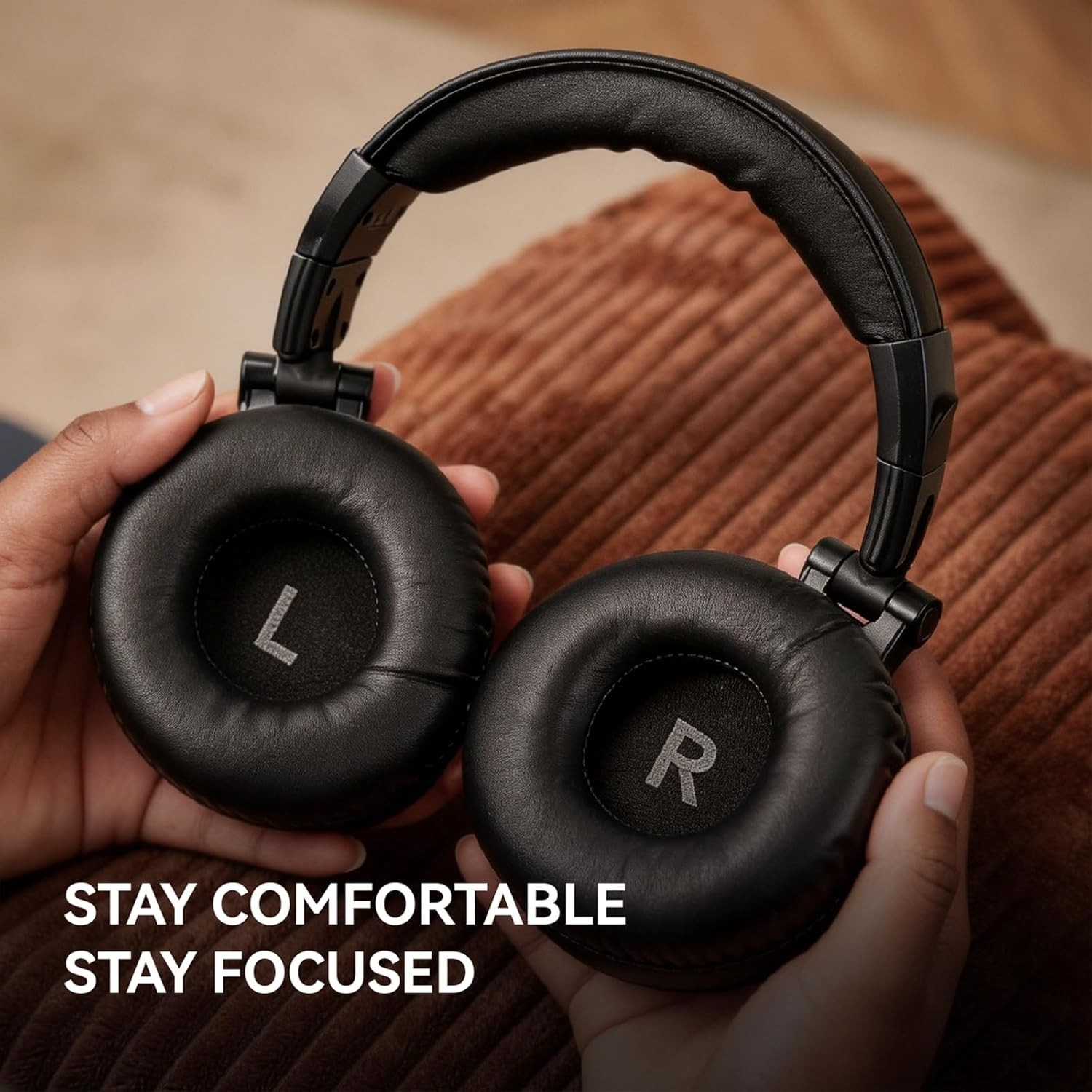 Studio Monitor Headphones with 50mm Drivers – Black