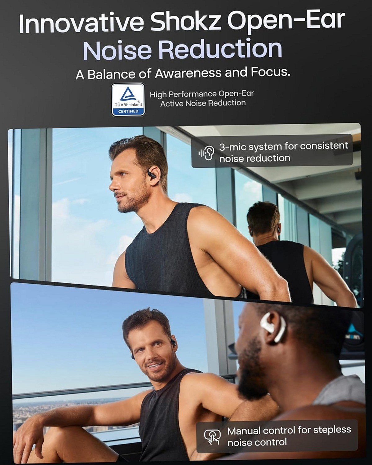 SHOKZ OpenFit Pro Open-Ear Wireless Earbuds 50H Dolby Atmos Bluetooth 6.1 Black