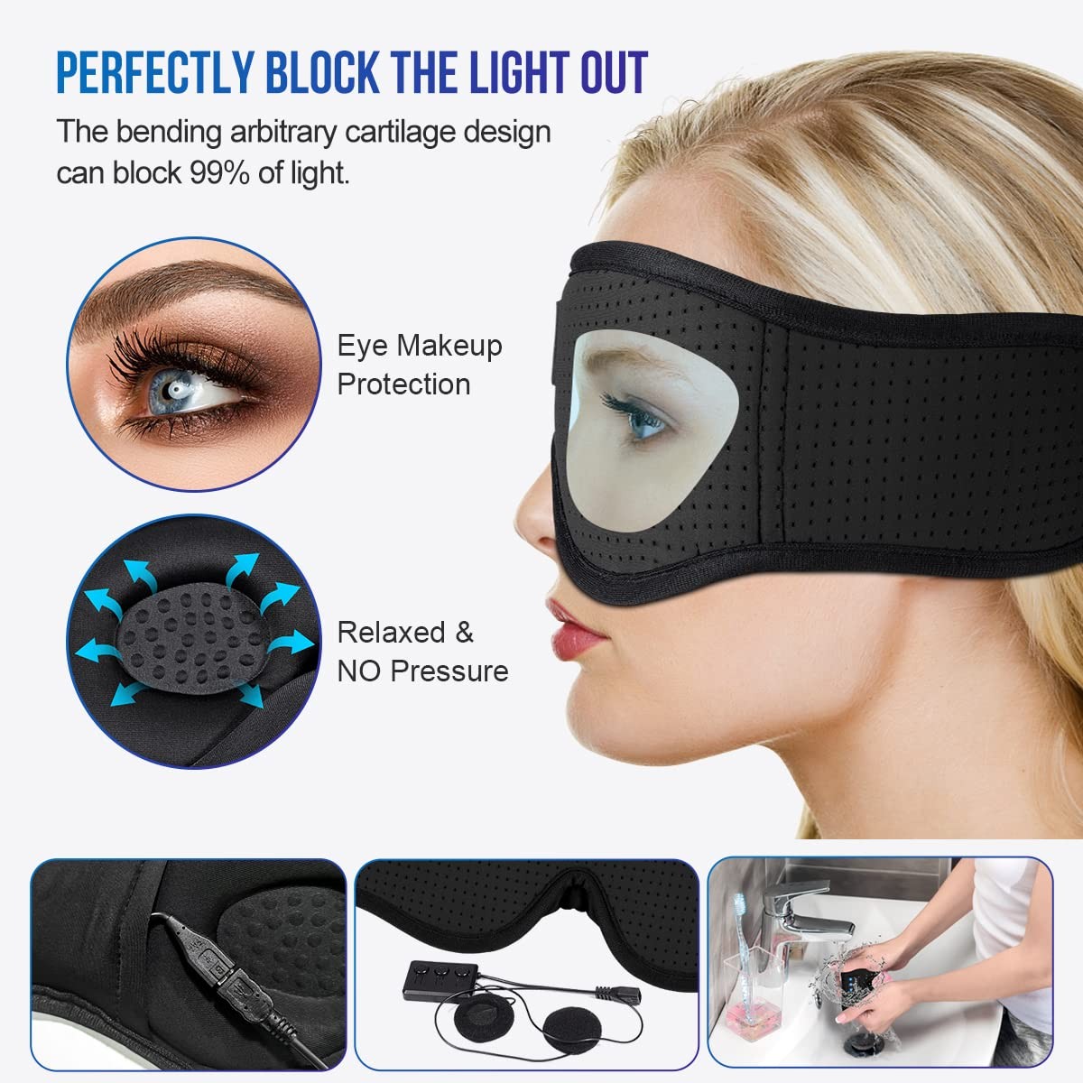 Bluetooth Sleep Headphones Eye Mask Wireless Music Mask