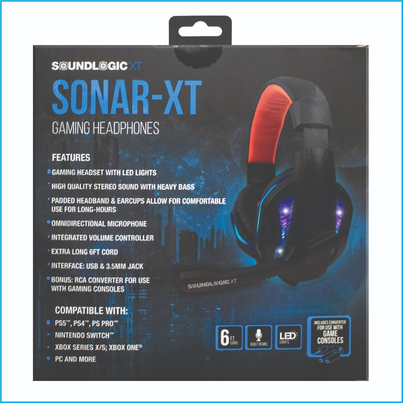 SoundLogic XT Sonar-XT Gaming Headset Color Changing RGB Headphones for PC PS