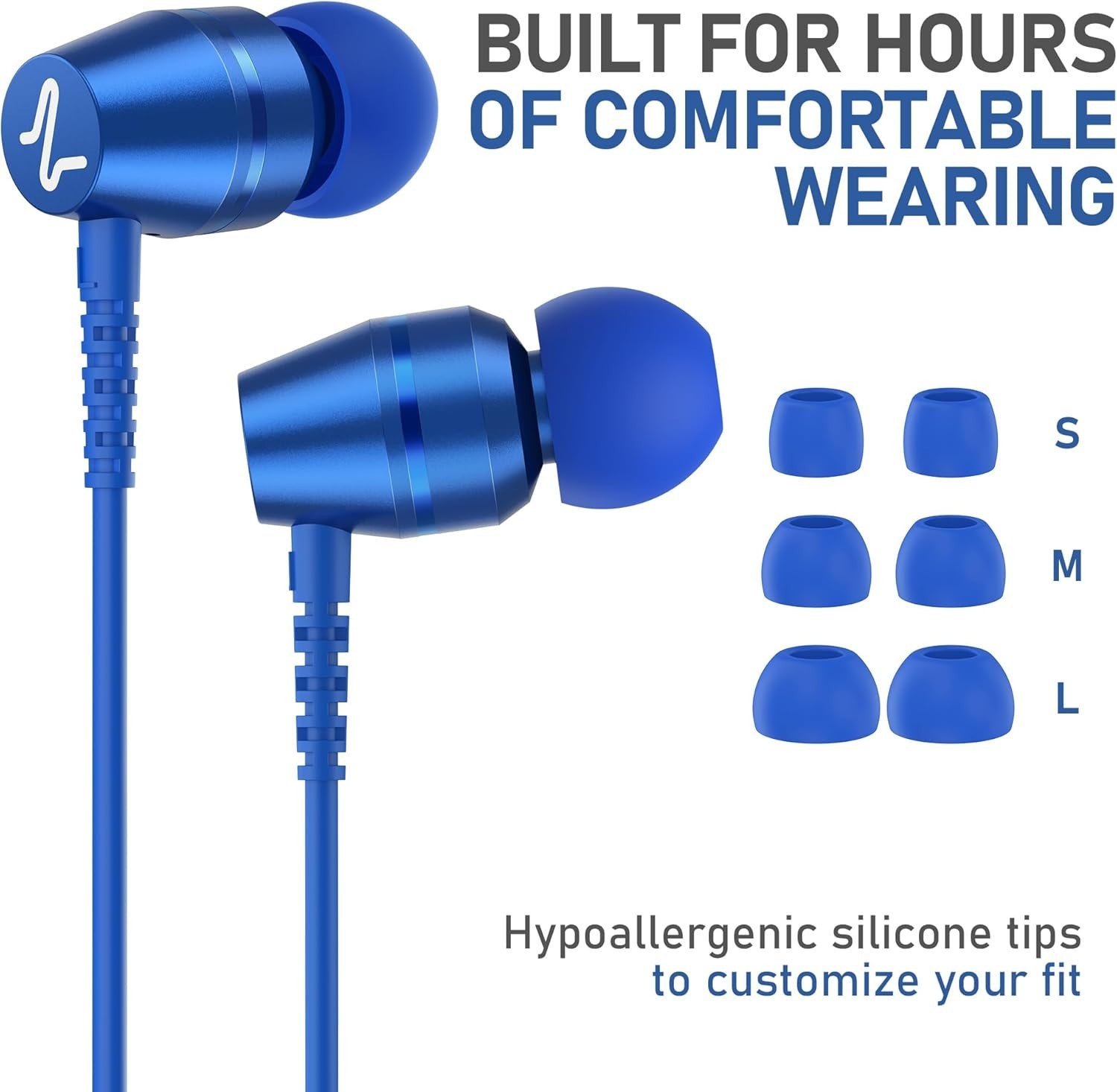 LUDOS OMNITONE Wired Earbuds in-Ear Headphones Blue