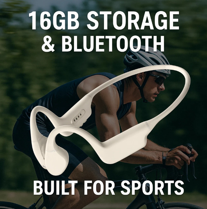 Bone Conduction Headphones 16GB MP3 Player Bluetooth Open Ear No Phone Needed